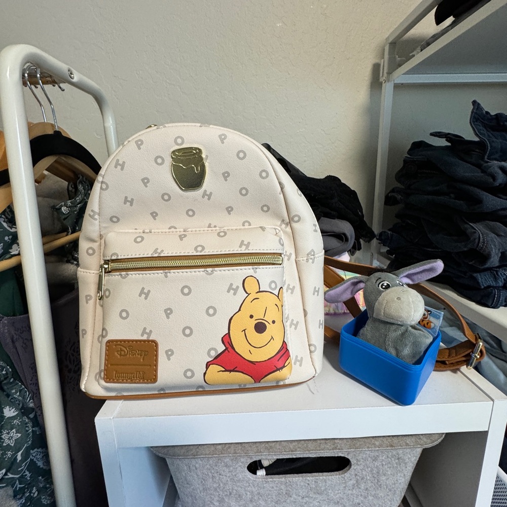 LOUNGEFLY DISNEY WINNIE THE POOH SCRABBLE LETTERS MINI BACKPACK